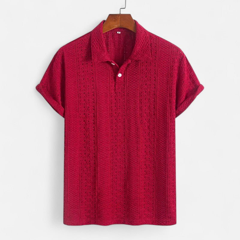 Ariste | Polo texturé à col boutonné pour homme
