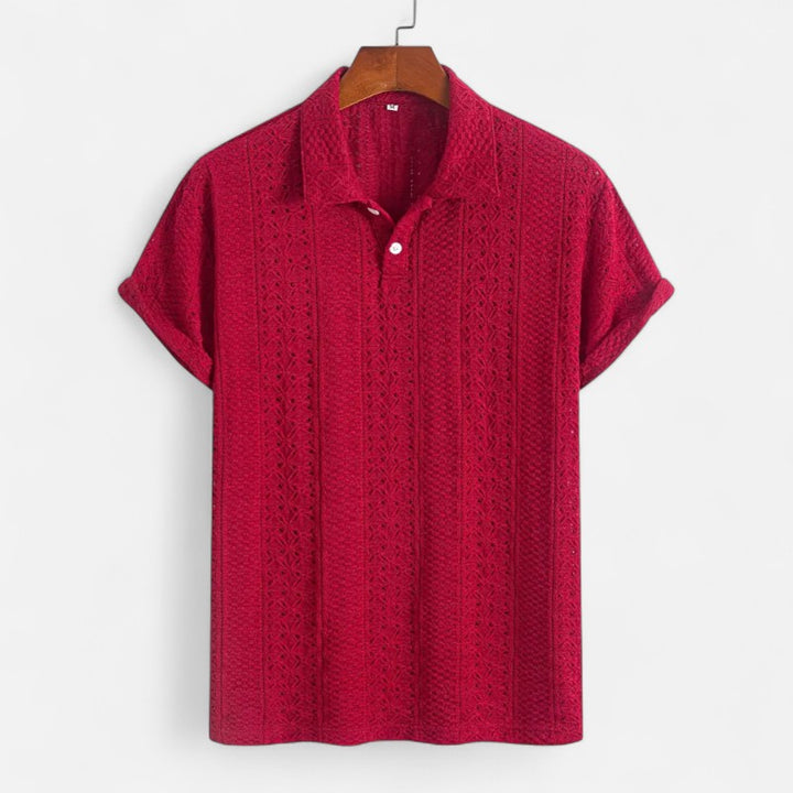 Ariste | Polo texturé à col boutonné pour homme