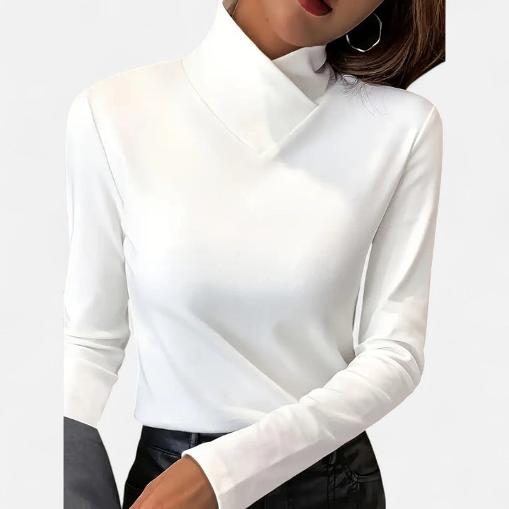 Ariste | Haut Femme à Col Haut Croisé – Style Élégant & Confort Thermique