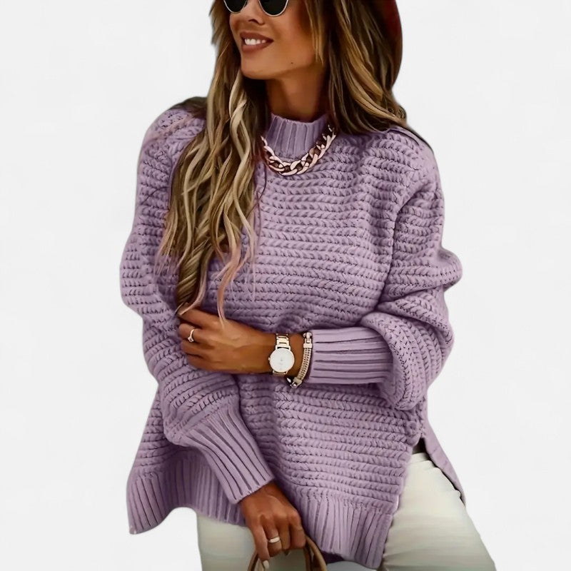 Ariste | Pull Femme Texturé à Demi‑Col Montant – Coupe Oversize & Finitions Élégantes