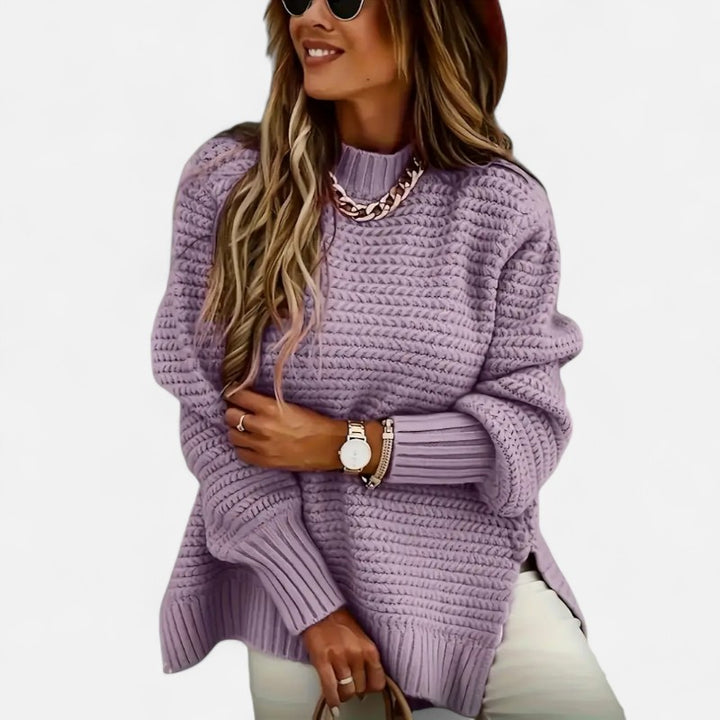 Ariste | Pull Femme Texturé à Demi‑Col Montant – Coupe Oversize & Finitions Élégantes