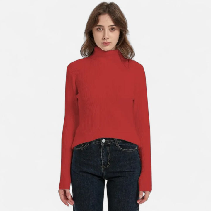 Ariste | Pull Femme Col Roulé Côtelé – Coupe Slim