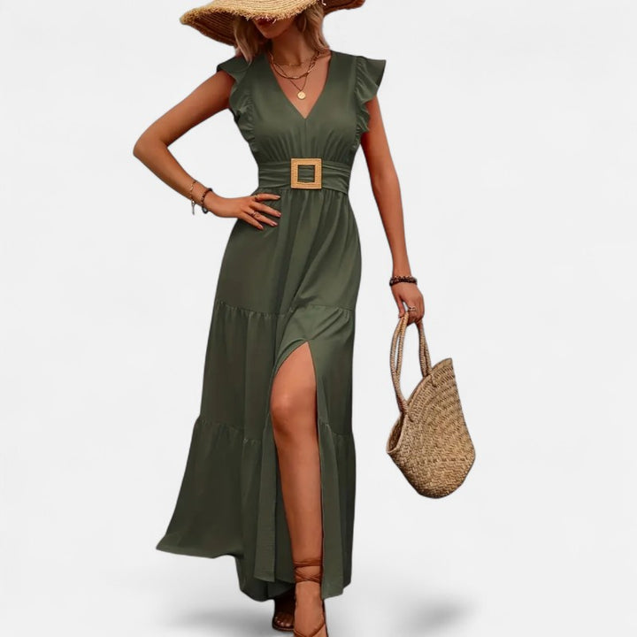 Ariste | Robe longue élégante à ceinture carrée pour femme