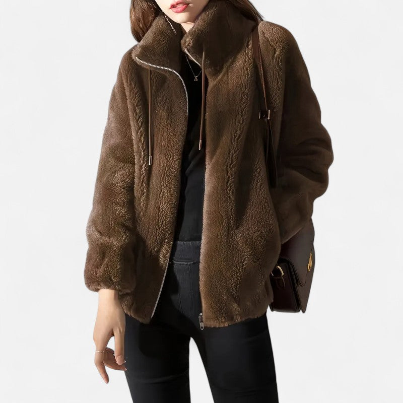 Ariste | Manteau teddy à cordon à serrer pour femme