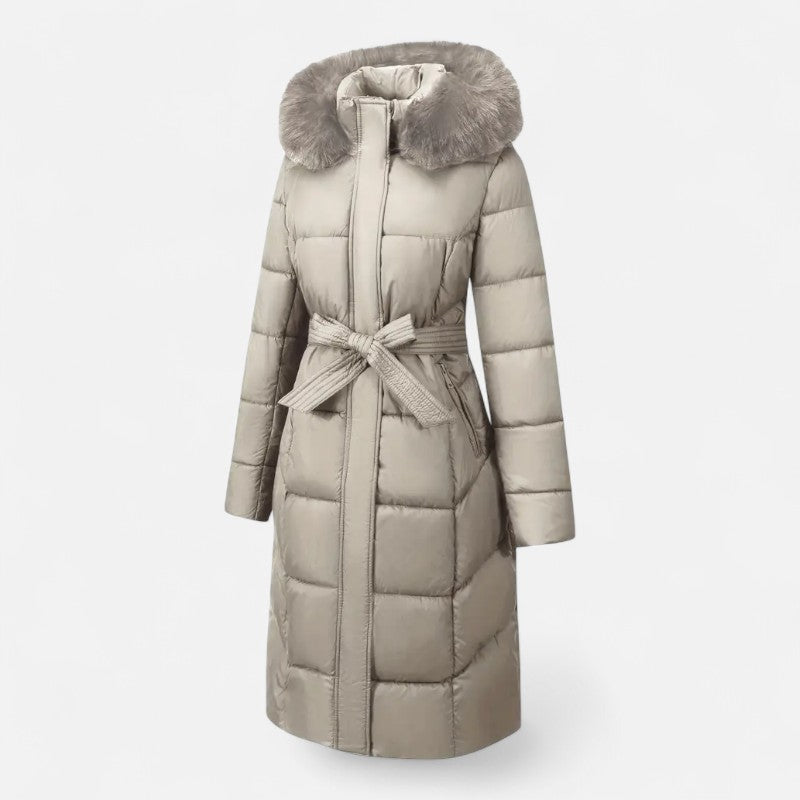 Ariste | Manteau d'hiver mi-long pour femme avec capuche en fausse fourrure