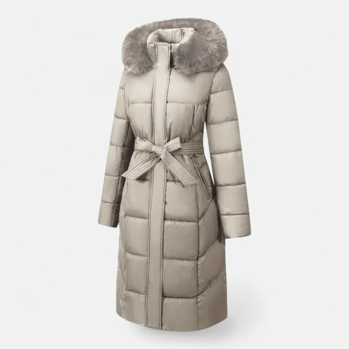 Ariste | Manteau d'hiver mi-long pour femme avec capuche en fausse fourrure
