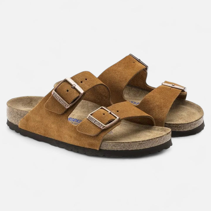 Ariste | Sandales Cuir Velours Lit de Pied Souple – Confort Anatomique Décontracté