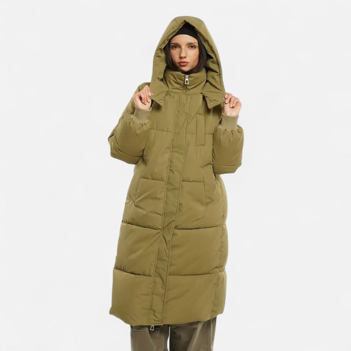 Ariste | Doudoune longue classique à capuche pour femme