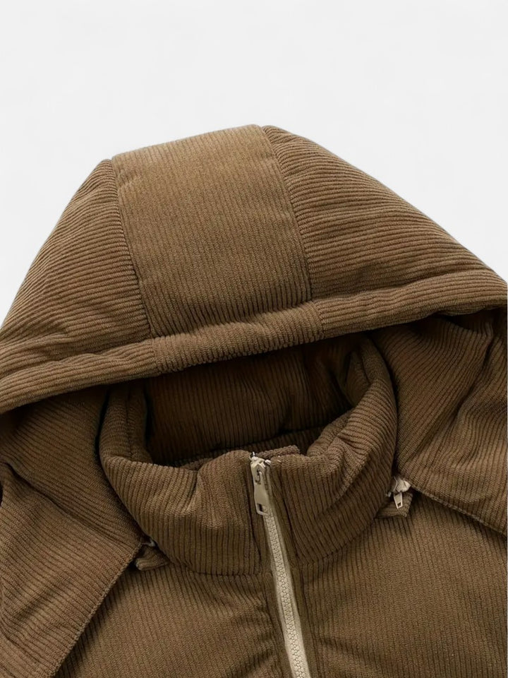 Ariste | Veste détachable à capuche et blocs de couleur chaude