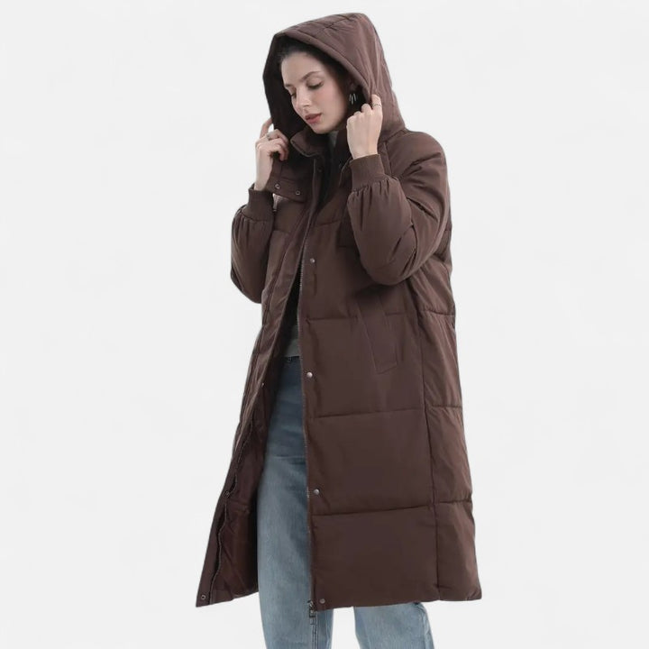 Ariste | Doudoune longue classique à capuche pour femme