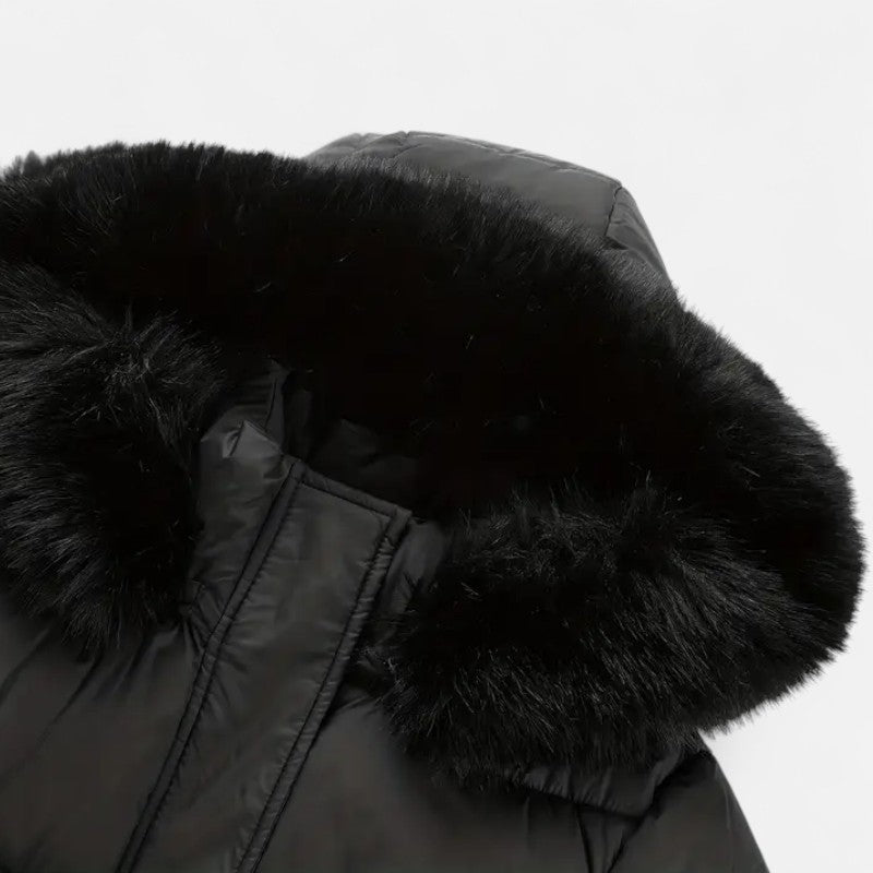 Ariste | Manteau d'hiver mi-long pour femme avec capuche en fausse fourrure