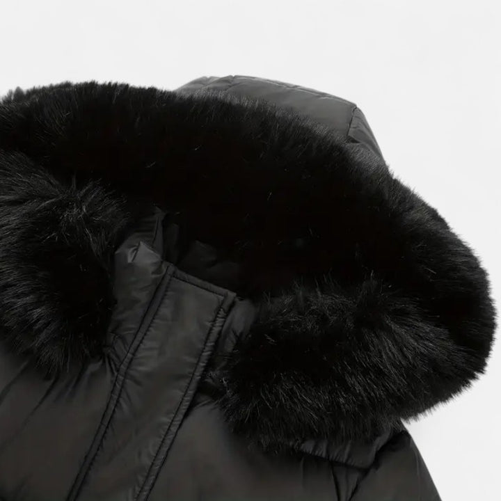 Ariste | Manteau d'hiver mi-long pour femme avec capuche en fausse fourrure