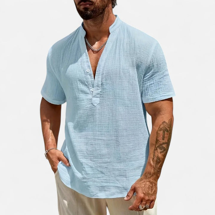 Ariste | Chemise d'été à col mao pour homme