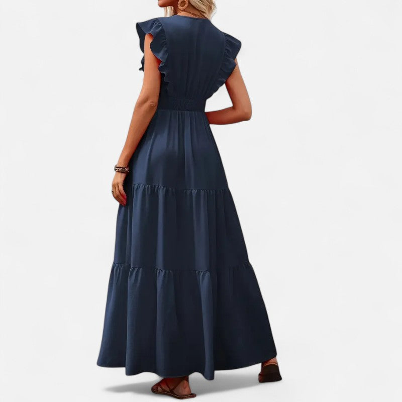 Ariste | Robe longue élégante à ceinture carrée pour femme