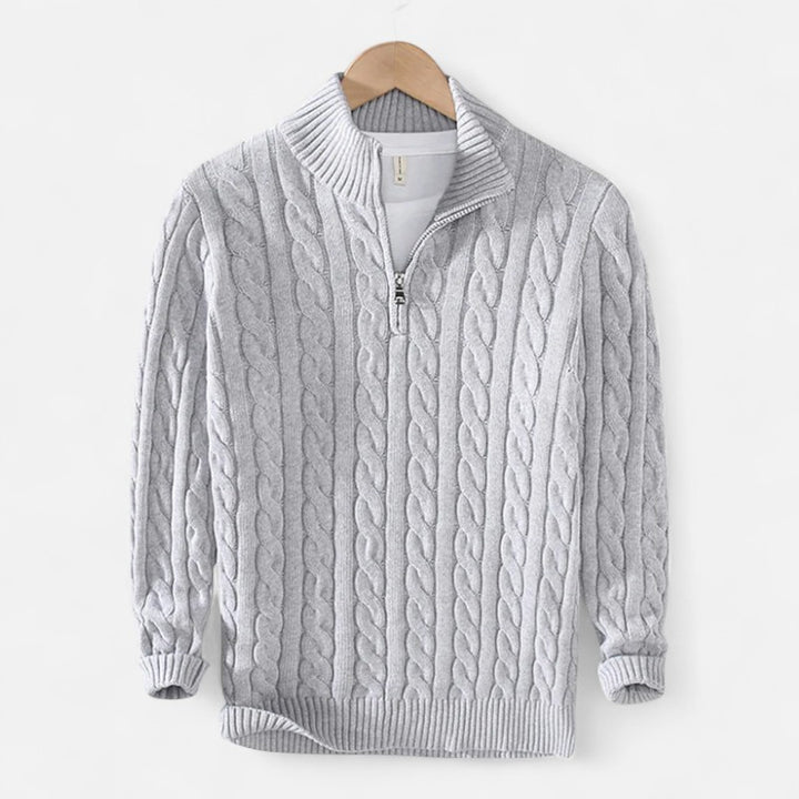 Ariste | Pull à demi-zip en maille torsadée pour homme