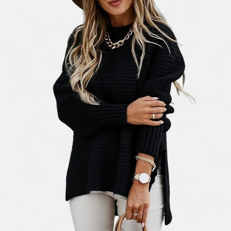 Ariste | Pull Femme Texturé à Demi‑Col Montant – Coupe Oversize & Finitions Élégantes