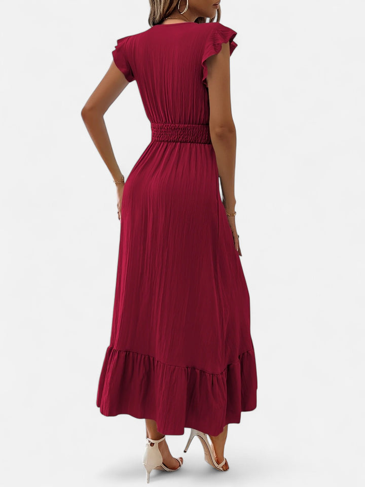Ariste | Robe élégante à col croisé et manches à volants