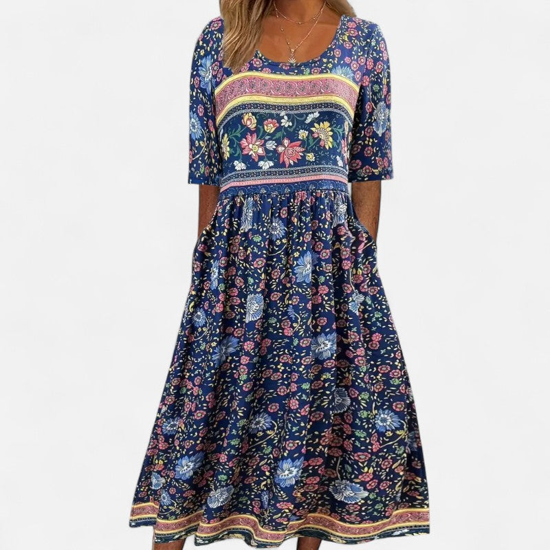 Ariste | Robe longue fleurie fluide avec poches pour femme