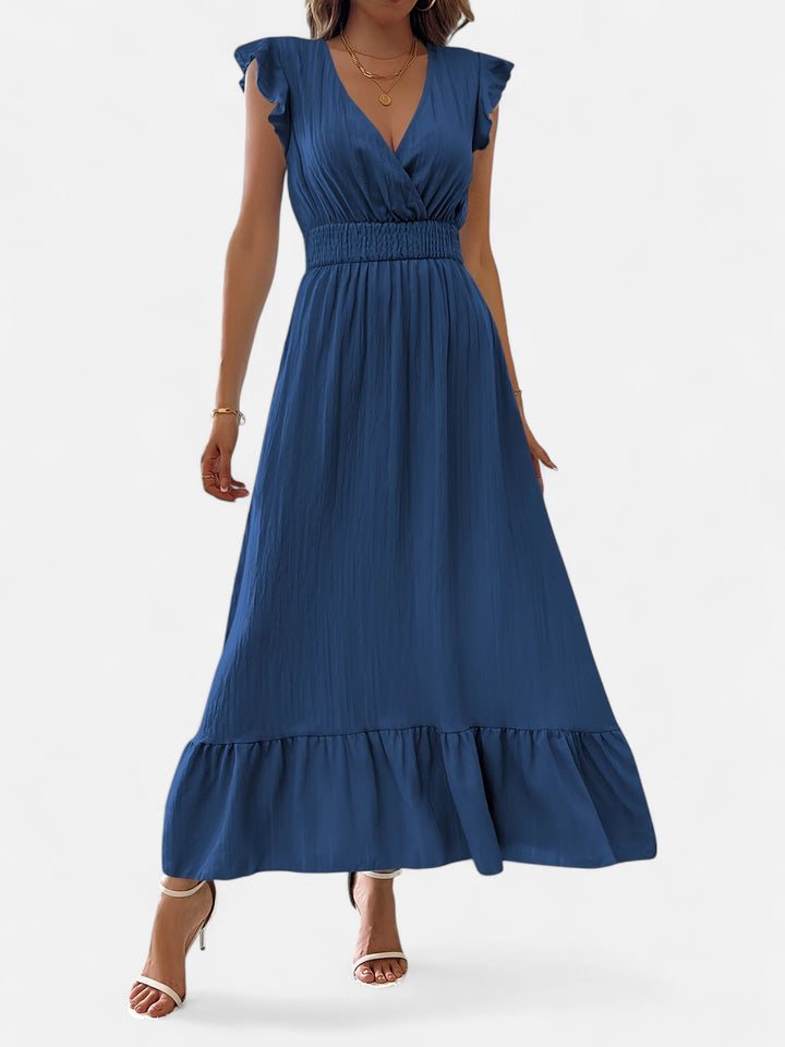 Ariste | Robe élégante à col croisé et manches à volants