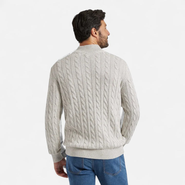 Ariste | Pull à demi-zip en maille torsadée pour homme