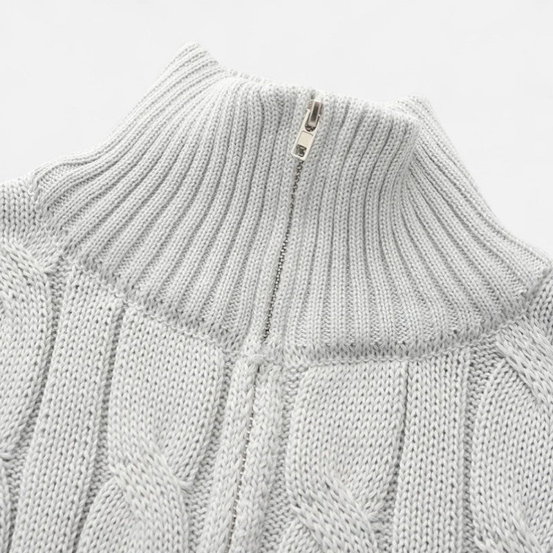 Ariste | Pull à demi-zip en maille torsadée pour homme