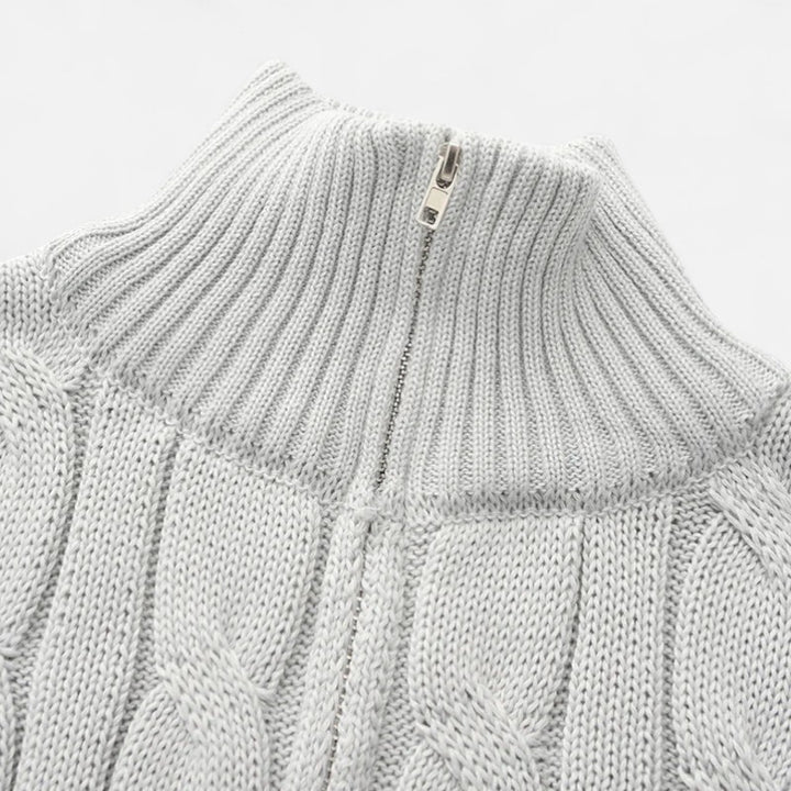 Ariste | Pull à demi-zip en maille torsadée pour homme