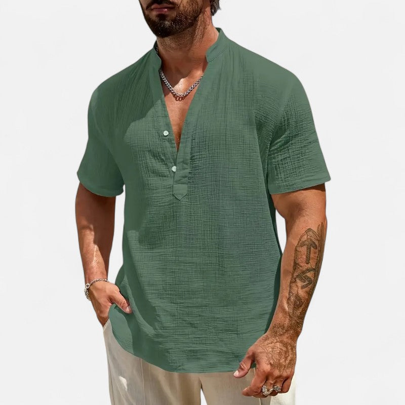 Ariste | Chemise d'été à col mao pour homme