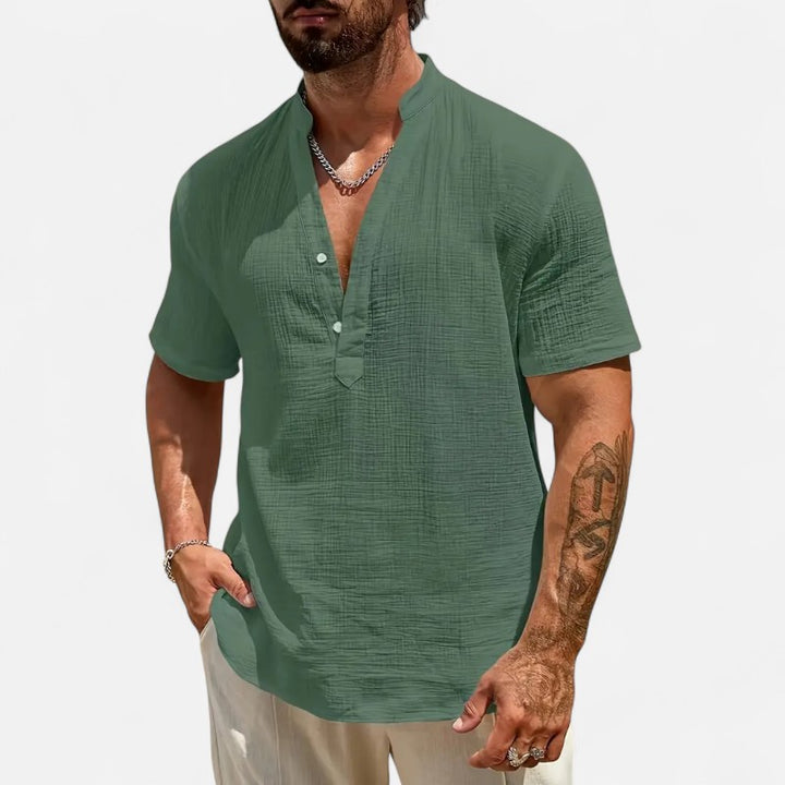 Ariste | Chemise d'été à col mao pour homme