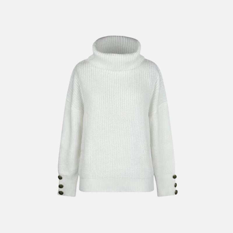 Ariste | Pull Femme à Col Haut Décontracté – Boutons Décoratifs