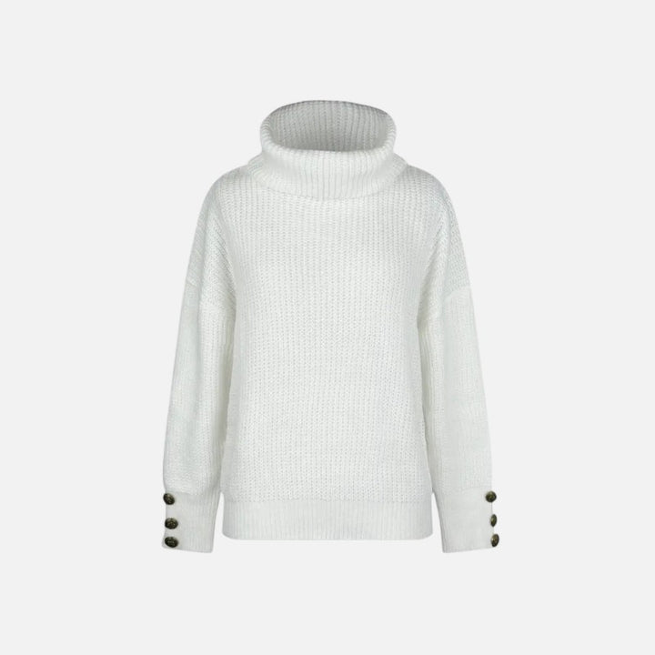 Ariste | Pull Femme à Col Haut Décontracté – Boutons Décoratifs
