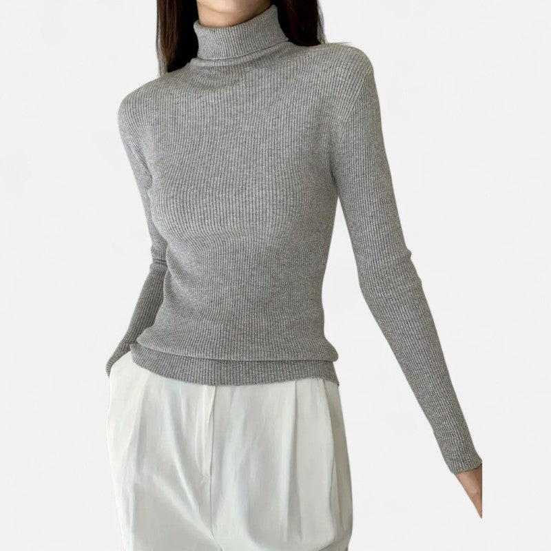Ariste | Pull Femme Col Roulé Côtelé – Coupe Slim