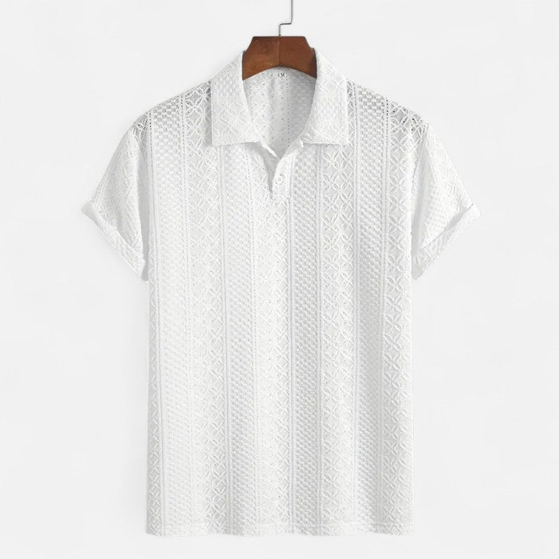 Ariste | Polo texturé à col boutonné pour homme