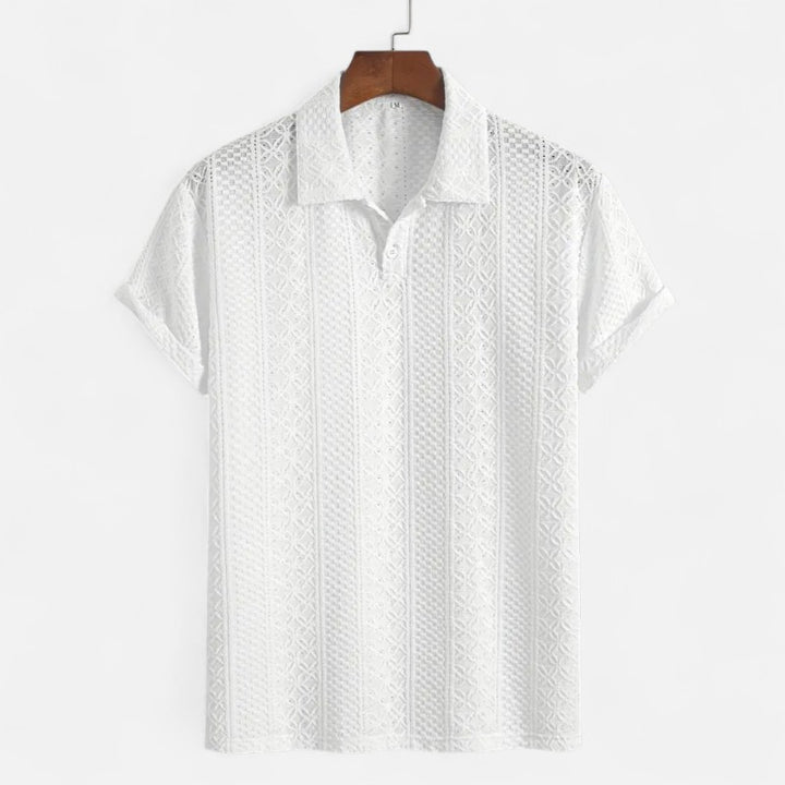 Ariste | Polo texturé à col boutonné pour homme