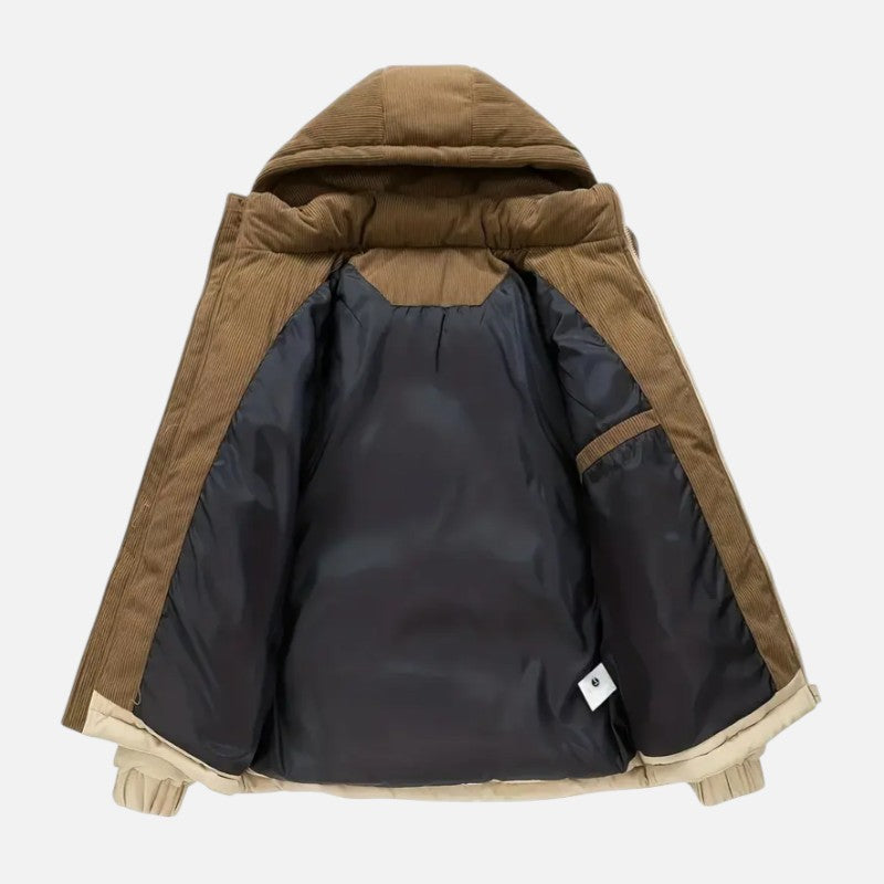 Ariste | Veste détachable à capuche et blocs de couleur chaude