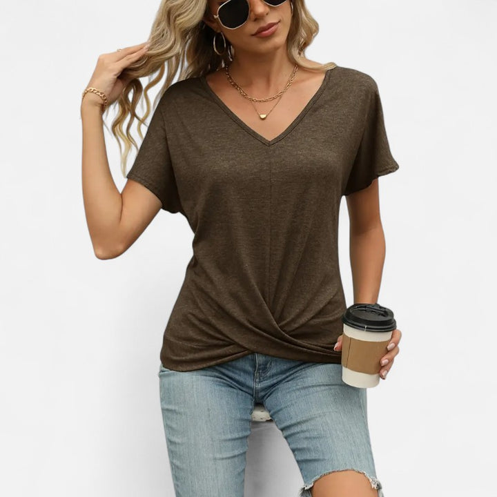 Ariste | T-shirt croisé en bas pour femmes