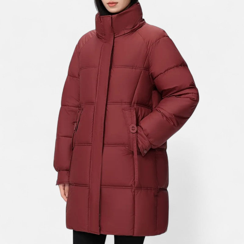 Ariste | Manteau matelassé à capuche mi-long pour femme