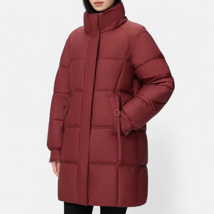 Ariste | Manteau matelassé à capuche mi-long pour femme