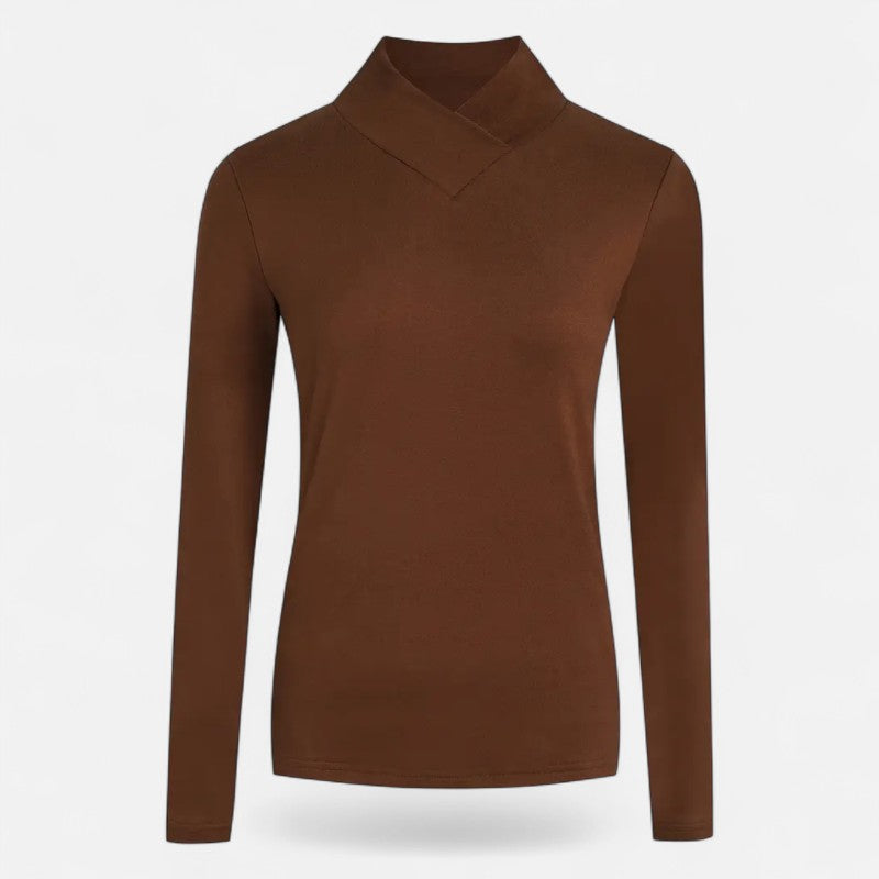 Ariste | Haut Femme à Col Haut Croisé – Style Élégant & Confort Thermique