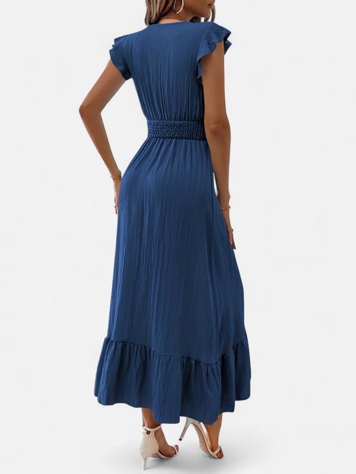 Ariste | Robe élégante à col croisé et manches à volants