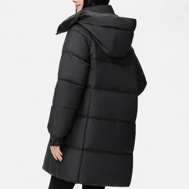 Ariste | Manteau matelassé à capuche mi-long pour femme