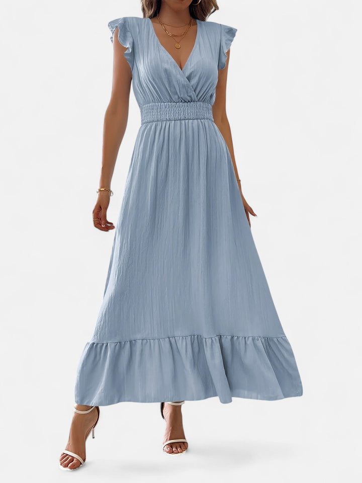 Ariste | Robe élégante à col croisé et manches à volants