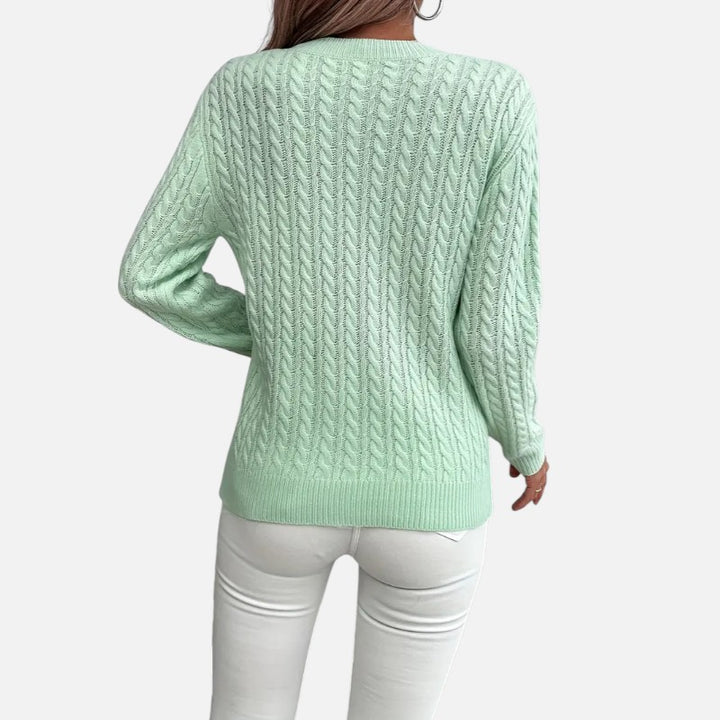 Ariste | Pull à col rond et manches longues en maille torsadée pour femme