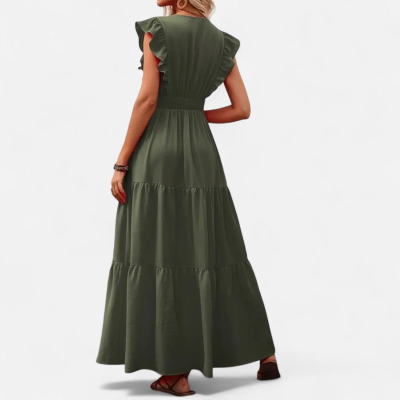 Ariste | Robe longue élégante à ceinture carrée pour femme