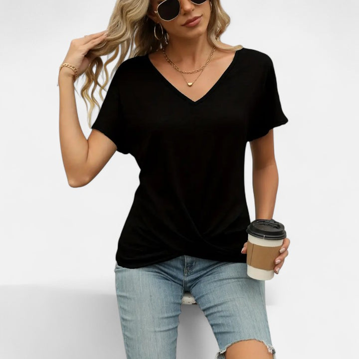 Ariste | T-shirt croisé en bas pour femmes