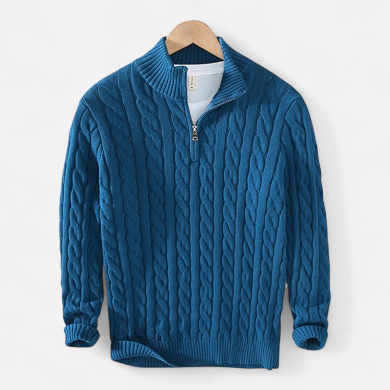 Ariste | Pull à demi-zip en maille torsadée pour homme