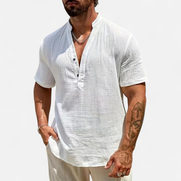 Ariste | Chemise d'été à col mao pour homme