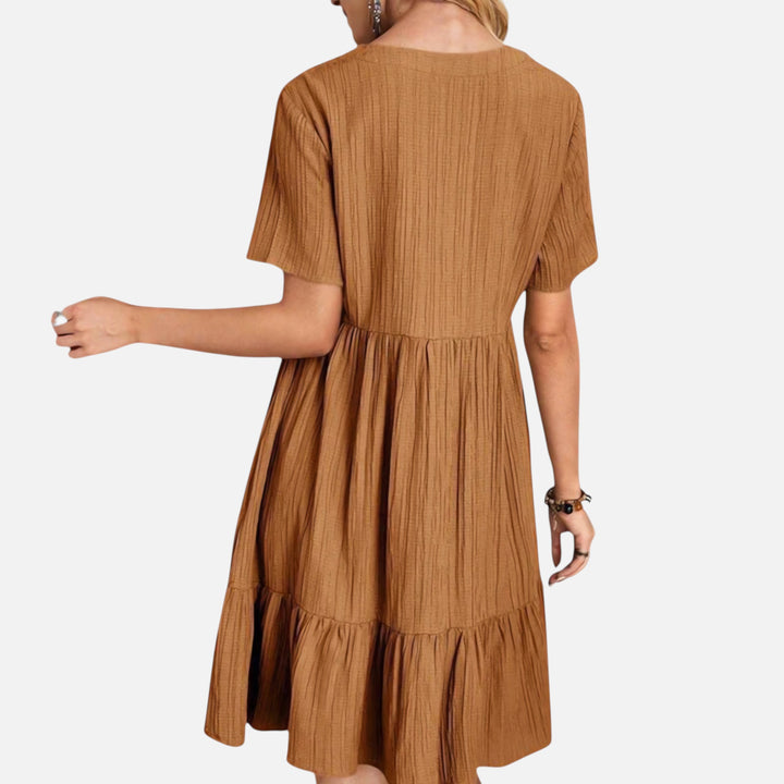 Ariste | Robe ample à col en V et manches courtes pour femme