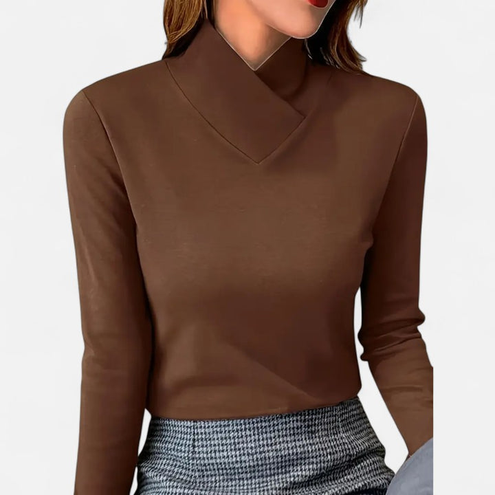 Ariste | Haut Femme à Col Haut Croisé – Style Élégant & Confort Thermique