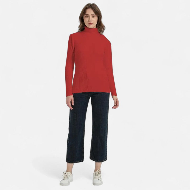 Ariste | Pull Femme Col Roulé Côtelé – Coupe Slim