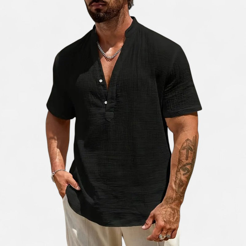 Ariste | Chemise d'été à col mao pour homme